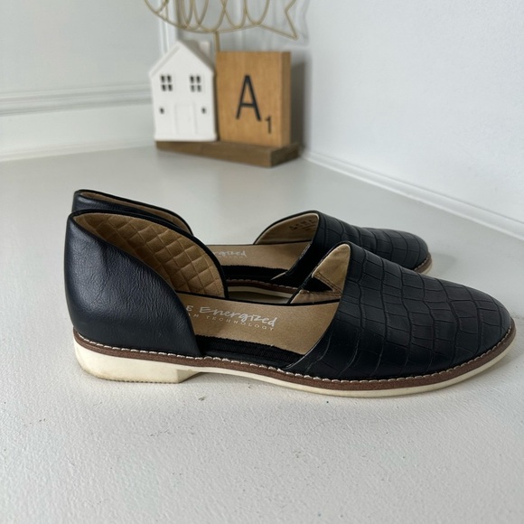 Dr. Scholls Black Faux Croc D'Orsay Flats Slip On - Size 7.5M - Picture 5 of 9